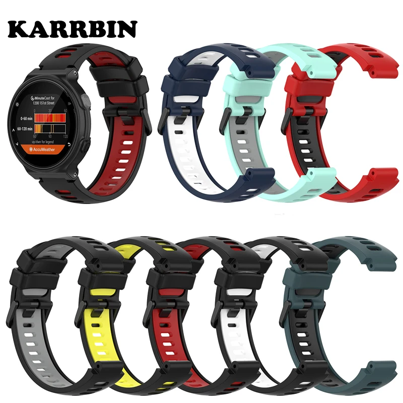 

KARRBIN Two Color Silicone Wristband Bracelet Strap for Garmin Forerunner 235 620 735 Smartwatch Replacement Watchband
