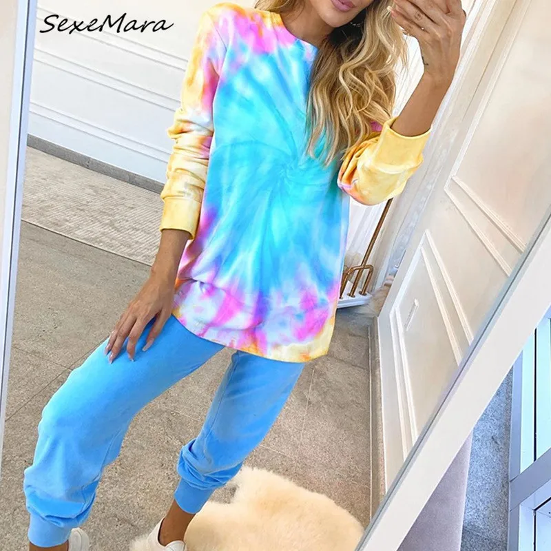 

Женский пижамный комплект с круглым вырезом и длинным рукавом