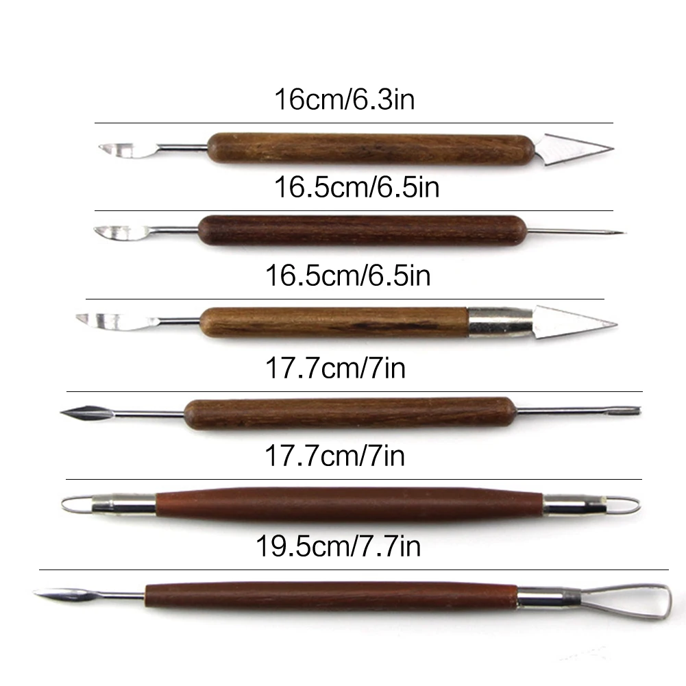 

6 PCS/Set Pottery Ceramics Tools Carved Polymer Clay Modeling Tool Red Handle For Sculpture Tools Set Wax Carving Tools New