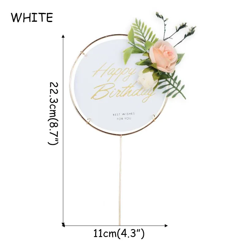 

1pc Acrylic Cake Toppers with Iron Frame Happy Birthday Cake Decorating Toppers Cake Flags for Birthday Party Decorations Favors