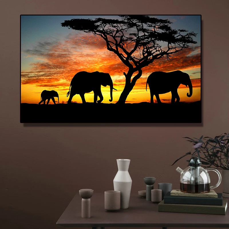 Картина на холсте Африканский Дикий слон семейная картина для гостиной