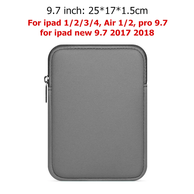 9.7 inch Grey Чехол для планшета с рукавом для нового iPad 9,7 дюймов мягкий чехол для планшета для iPad Air 2/1 Pro 9,7 сумка для iPad Mini - Цвет: 9.7 inch Grey