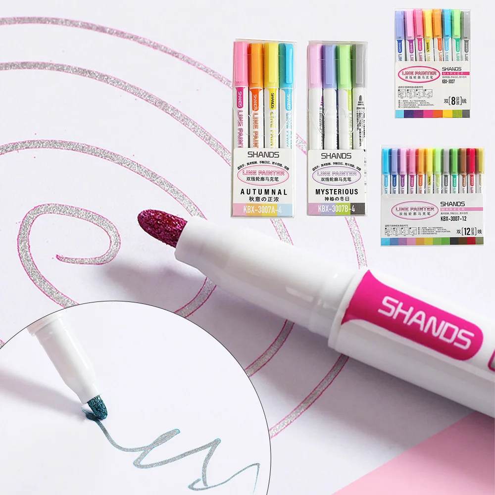 Двухрядная ручка металлический цвет волшебный контур маркер сделай сам альбом