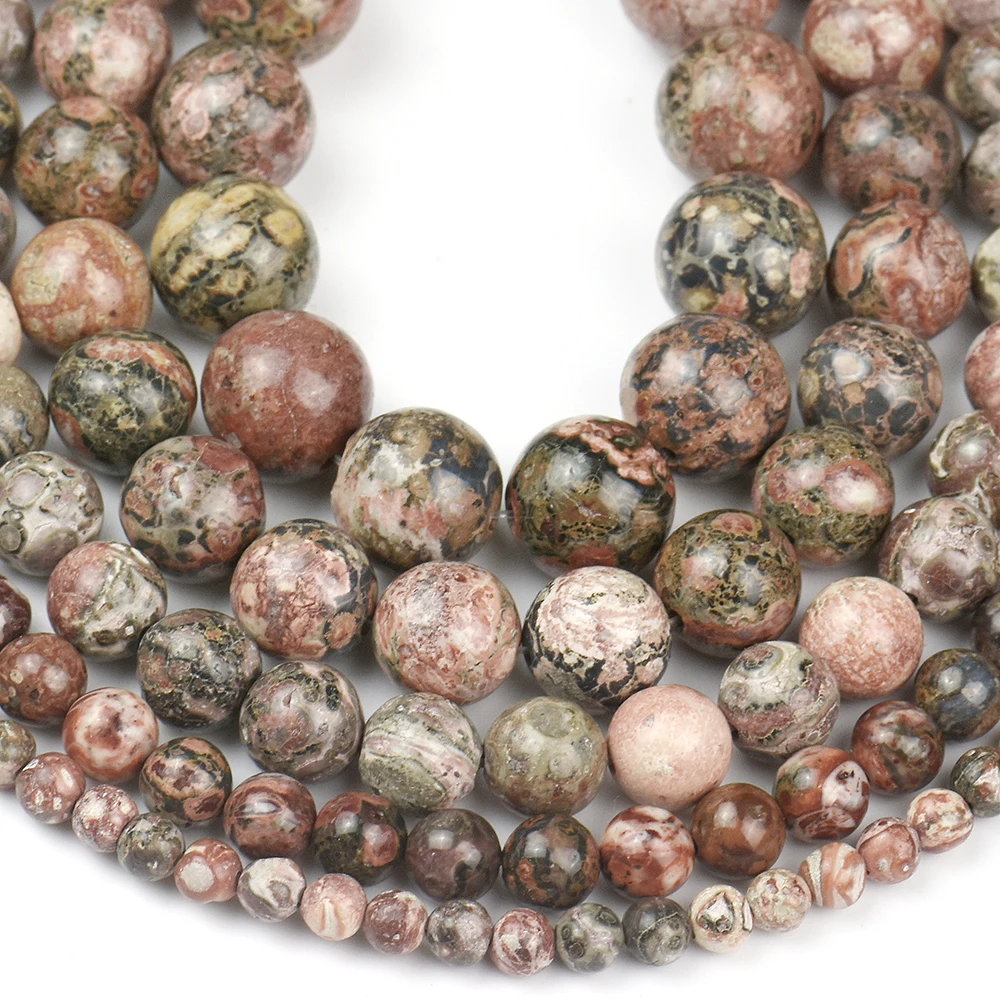 

Бусины из натурального драгоценного камня, леопардовая кожа, яшма, 4, 6, 8, 10, 12 мм, гладкие круглые распорки, свободные подвески для изготовлен...