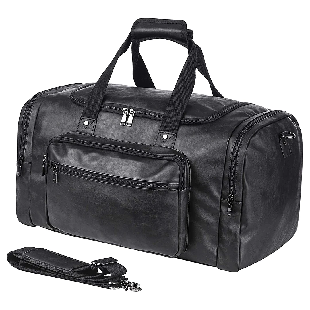 

Carry on Bag, Leather Overnight Duffle Bag,Weekender Travel Tote Duffel Bag for Men or Women