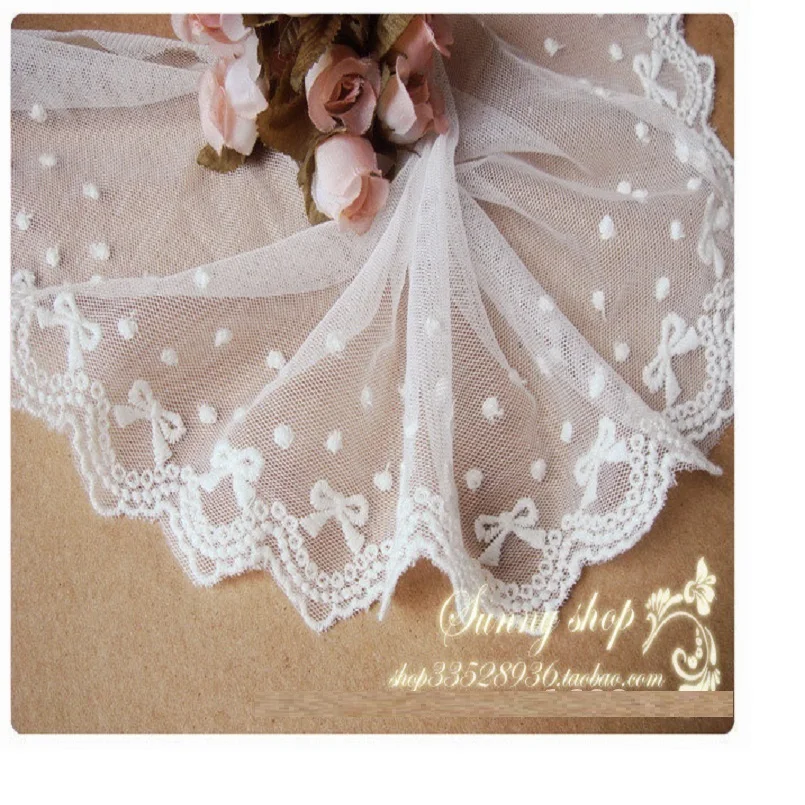 2 ярда сетчатая пряжа кружево с вышивкой 9 см бантом сделай сам манжеты воротник
