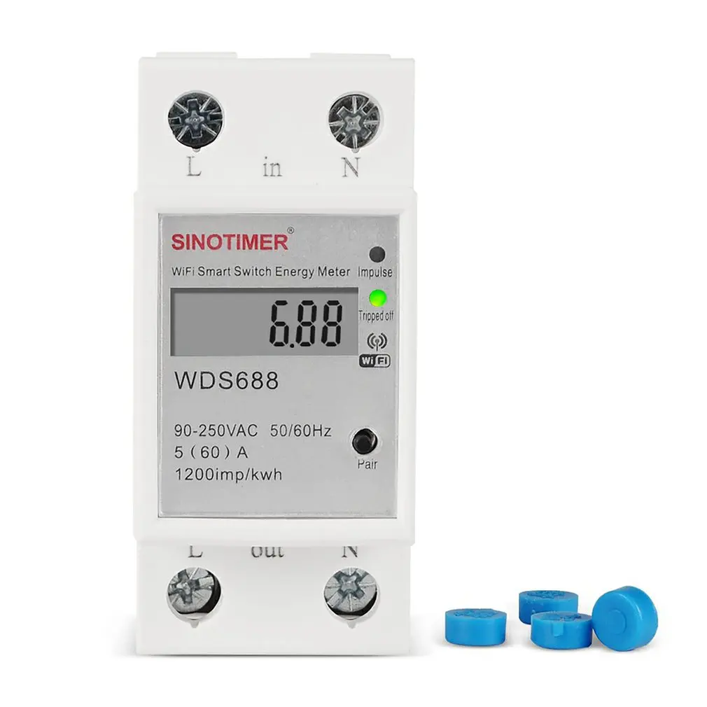 

Digital Electric Consumption KWh Din Rail Smart Energy Meter WiFi Power Meter Watt Remote Switch Control Monitors 230V AC