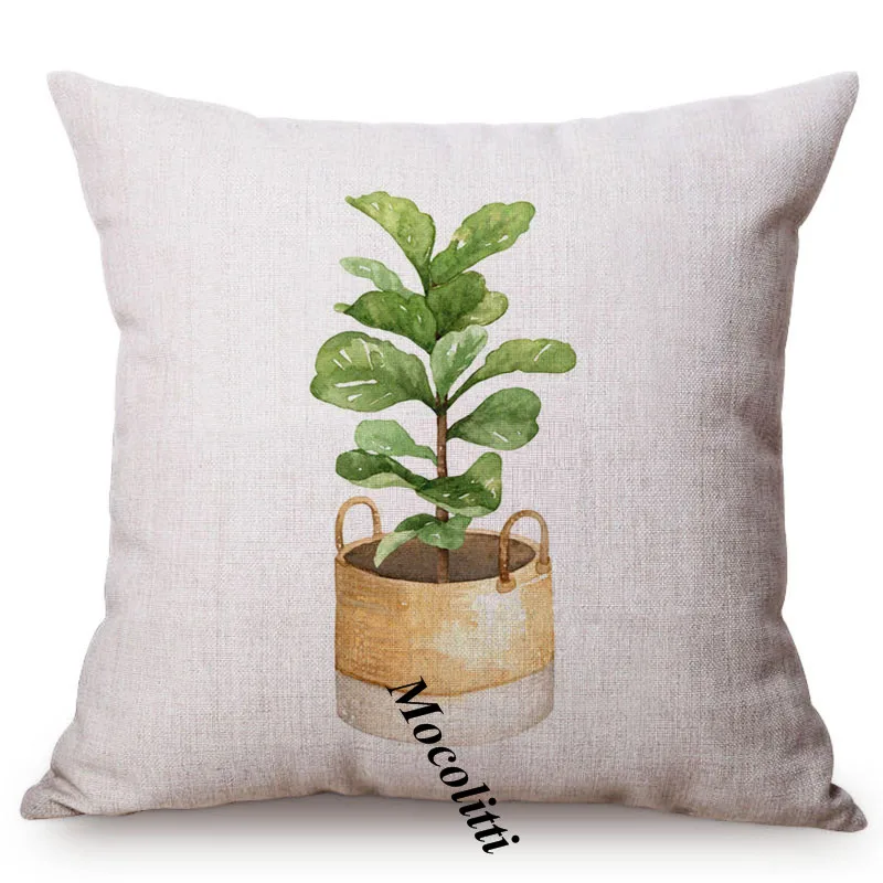 Green Plant Nordic Concise Small fresh Home Decorative Cushion Cover Cactus Aloe Potted Office Sofa Throw Pillow 18&quot | Дом и сад