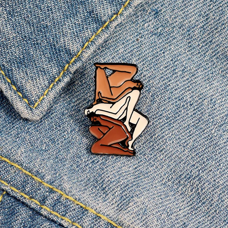 Laura Berger Stack Brooch and Enamel Pin Minimalism Female Naked Abstract Art Painting Lapel | Украшения и аксессуары