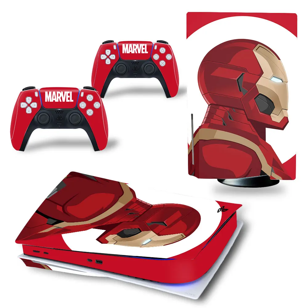 

Marvel Iron Man PS5 Disk Skin Sticker Decal Cover for PlayStation 5 Console and 2 Controllers PS5 Disk Skin Sticker Vinyl