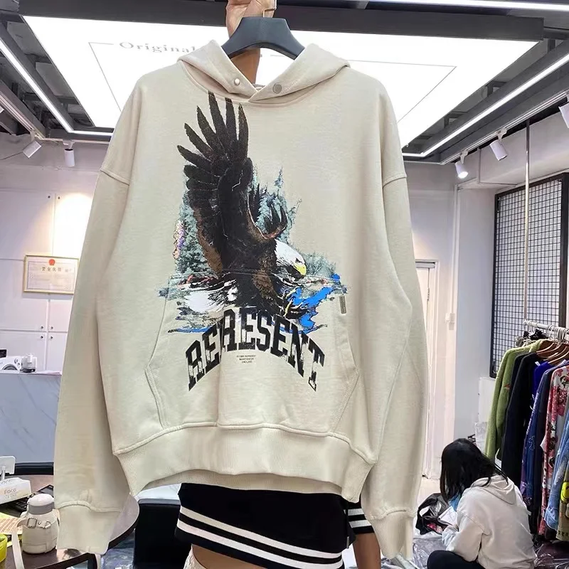 

Eagle print wash hoodie loose for both men and women