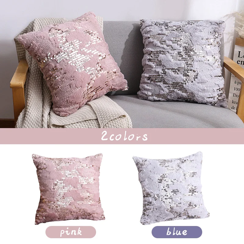 

Nordic Style Double-sided Sequins Cushion Plush Pillows Case Living Room Sofa Cushion Cover Sofa Home Decor Pillow
