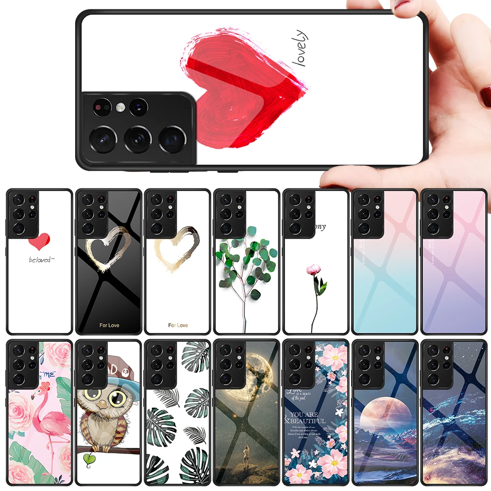 Tempered Glass Anti-fall Phone Case For Samsung Galaxy S21 Ultra 5G S21 Plus Case Back Cover For Samsung S21 Case S21+ 5G Fundas