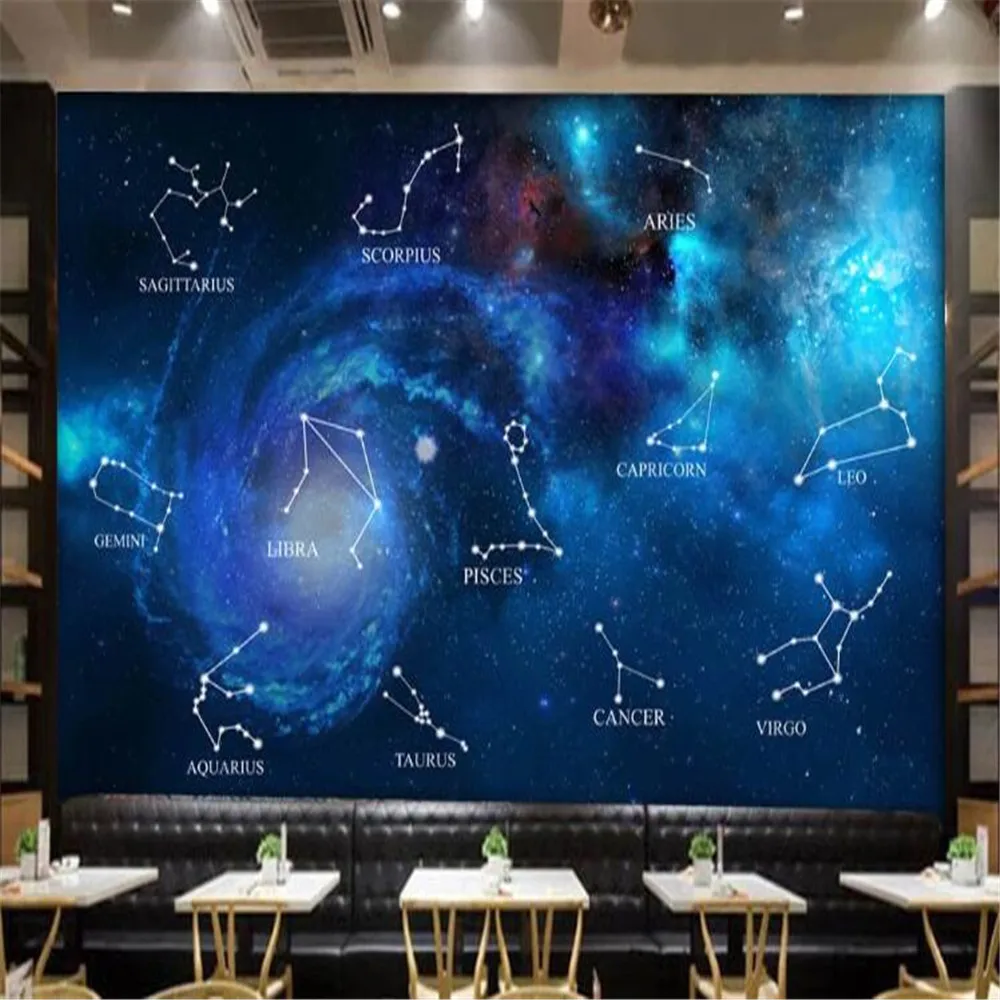 Milofi синий звездное небо Зодиак бар к ТВ фон настенная живопись|Обои| |