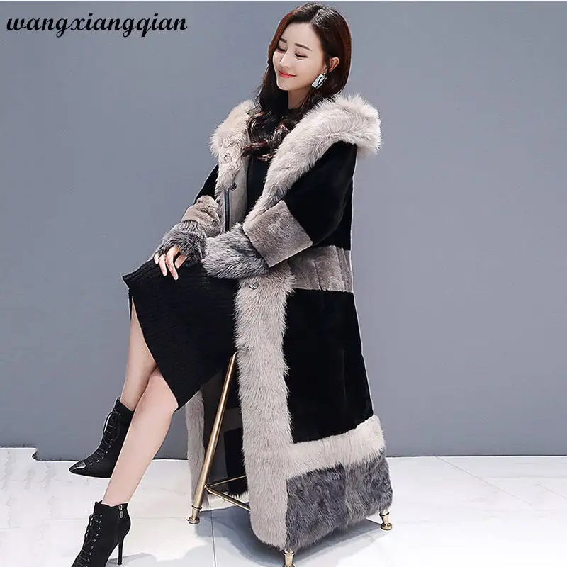 Женское пальто с меховым воротником зимнее уличное толстое теплое однобортное