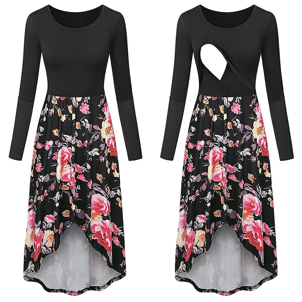 Платья для беременных; Vestidos; платье для беременных с цветочным принтом; Одежда для беременных женщин; зимнее платье для кормления; 19Oct