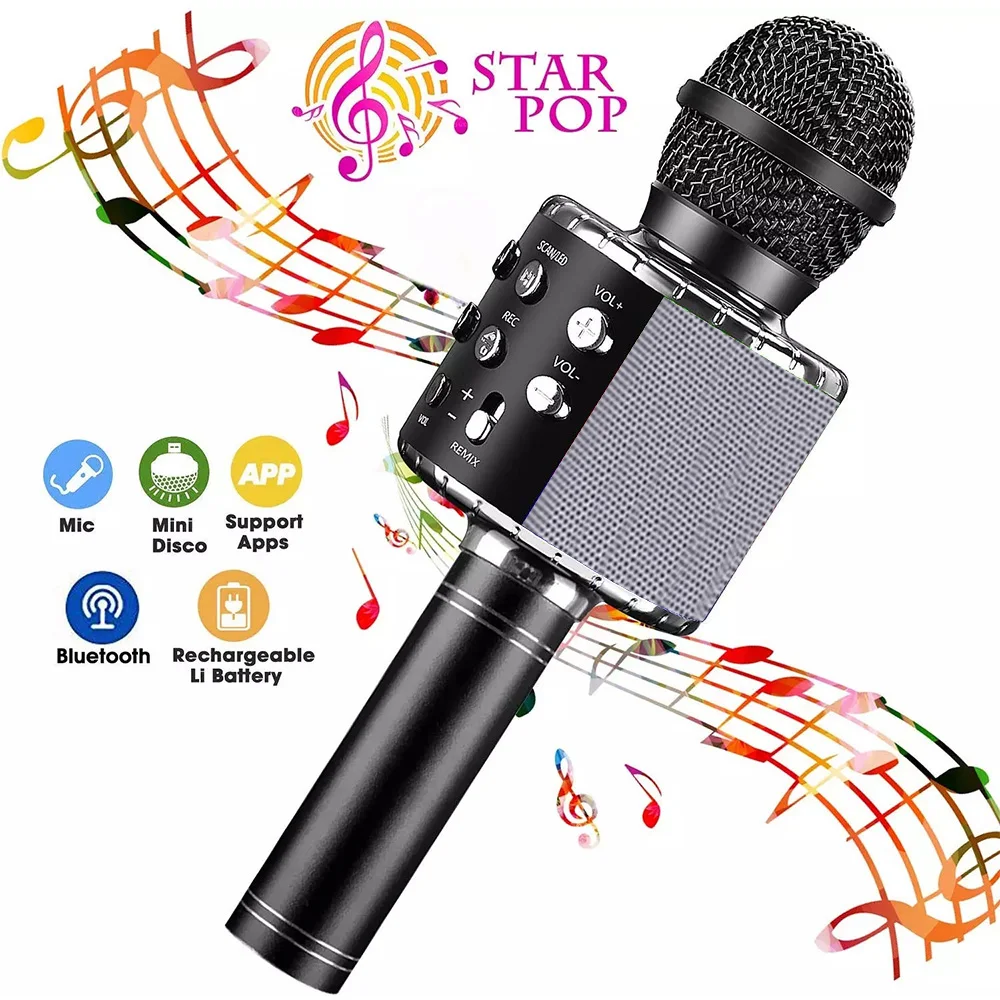 

Bluetooth Wireless Microphone Handheld Karaoke Mic USB KTV Player Portable Bluetooth Speaker Record Music Microphones Home Party