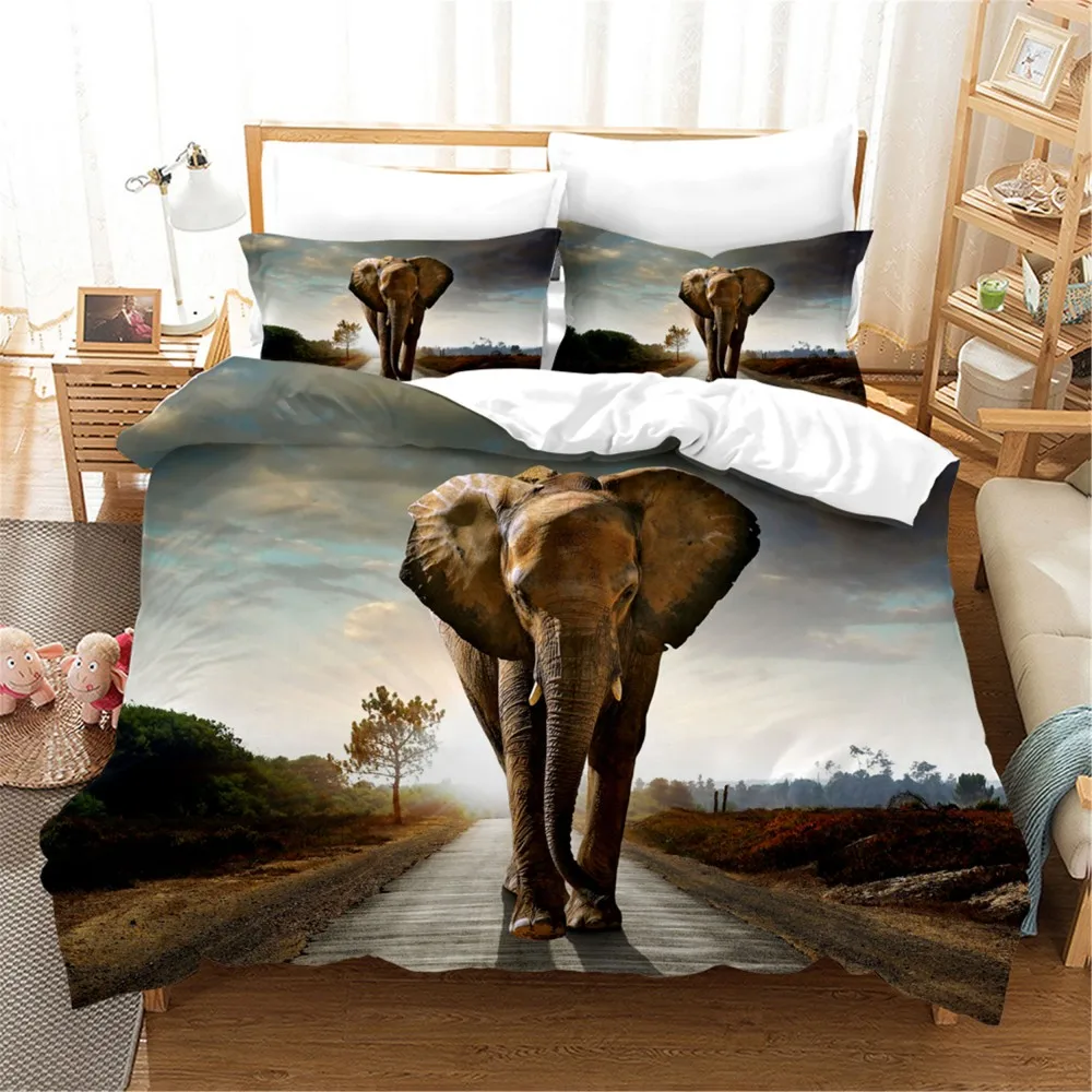 

2/3 Pieces Take the Flower Elephant Bedding Set Love Elephants Duvet Cover For Kids Adults Bed Cover Set Home Bed Quilt Cover