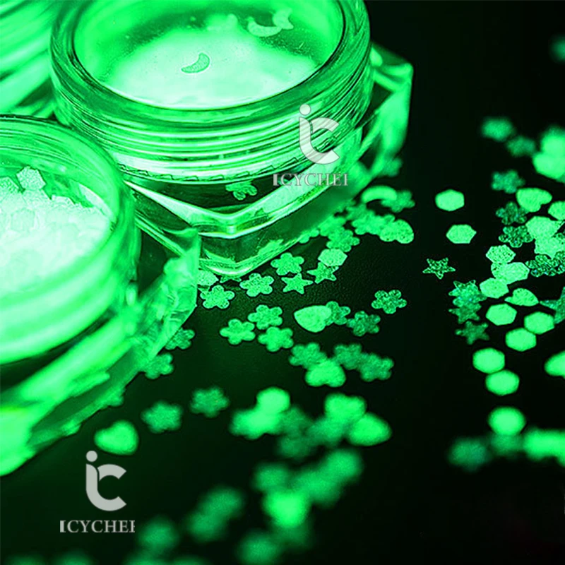ICYCHEER светящиеся ультратонкие наклейки для ногтей Светящиеся блестки светится в темноте инструменты для украшения ногтей