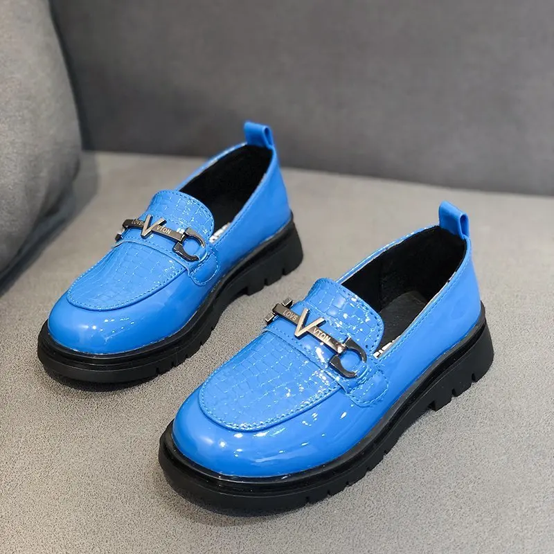 

Fashion Brand Kids Boys Leather Shoes Suit Anti-Slip Children Girls Princess Shoes White Thick Soled Loafers Shoes Flats