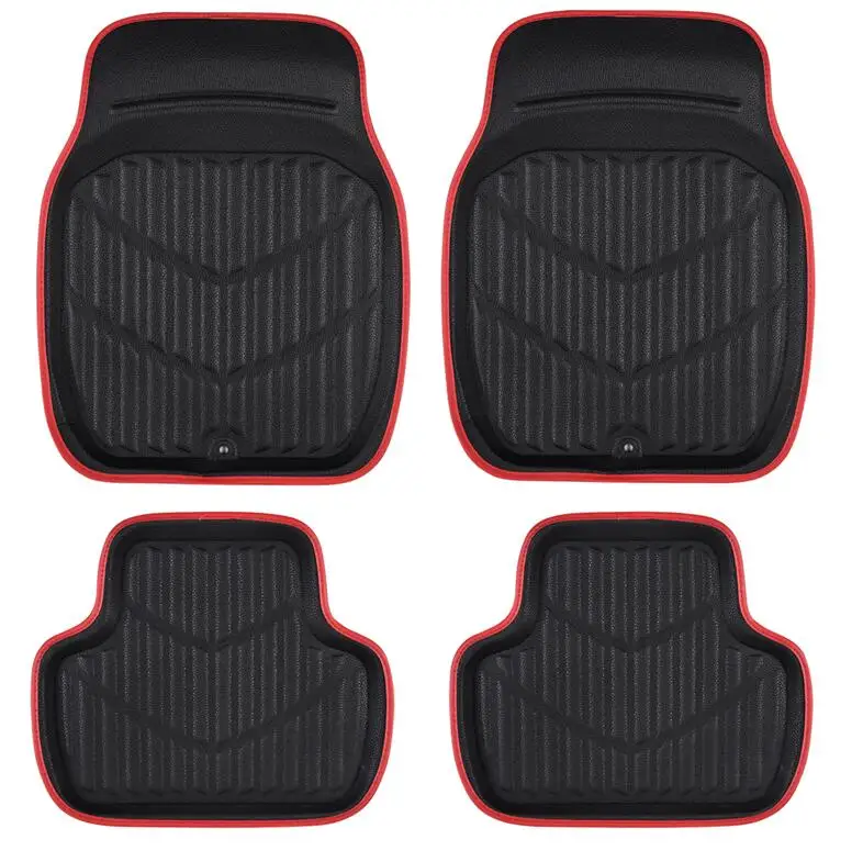 Black with Red Универсальные автомобильные коврики из искусственной кожи, водонепроницаемые грязные коврики, подходят для водителя и пассажирского сиденья для land cruiser 100, автомобильные коврики - Название цвета: Black with Red