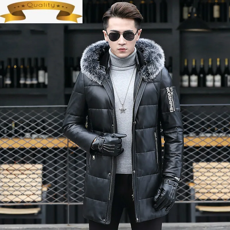 

2021 кожаная куртка для мужчин из натуральной овечьей кожи кожаная куртка для мужчин теплая зимняя кофта Зимний пуховик Jaqueta де Couro J18-HF1812-1 YY941