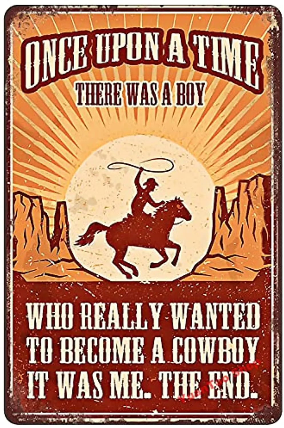 

Мальчик хотел стать ковбойским забавным Оловянным стандартом, механический бар, паб, кафе, Настенный декор, художественный постер в стиле р...