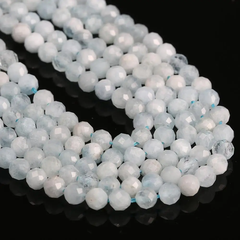 

Natural Semi Precious Stone Beads Aquamarines Section Making Necklaces Bracelets Snd Earrings For DIY 2/3/4mm