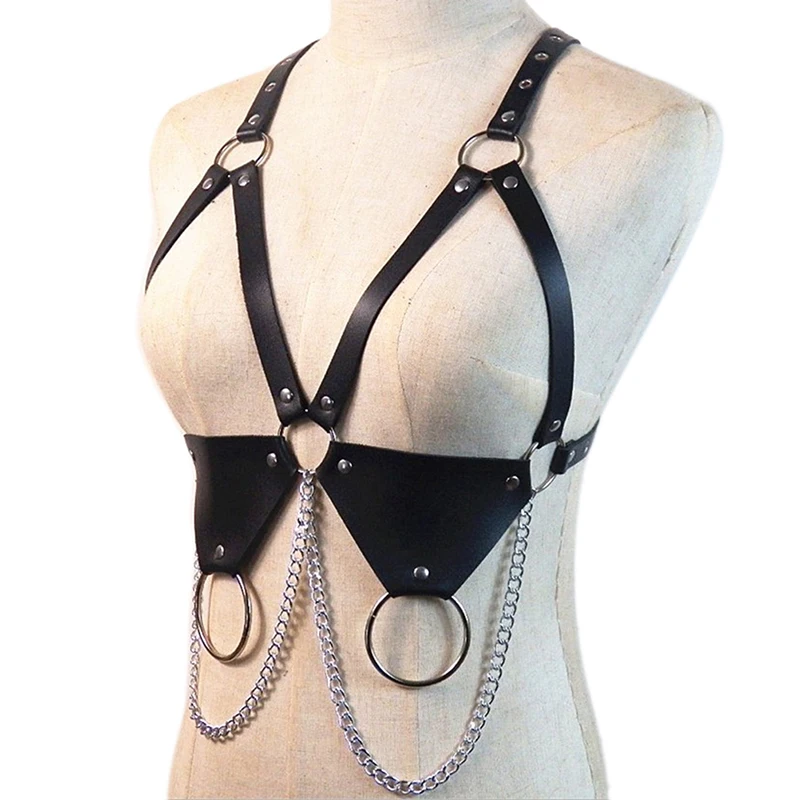 

1PC Women's Leather Strappy Body Chest Bra Harness Cage Gothic Belts Costume