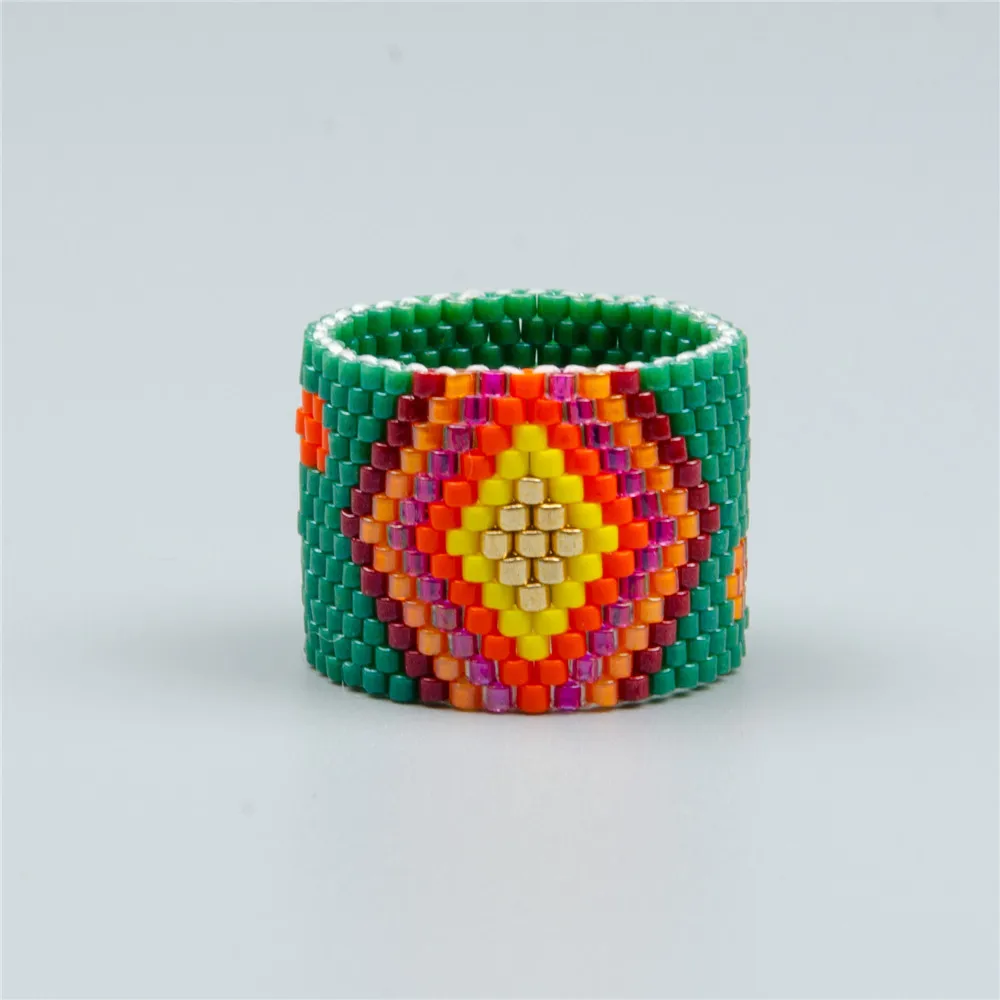 

Go2boho Green Ring For Men Jewelry 2021 Trendy Japanese Miyuki Seed Bead Jewellery Handmade Bohemian Hip Hop Rings Wholesale
