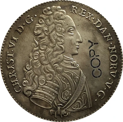 

1733 Denmark 6 Mark COIN COPY 40.5MM