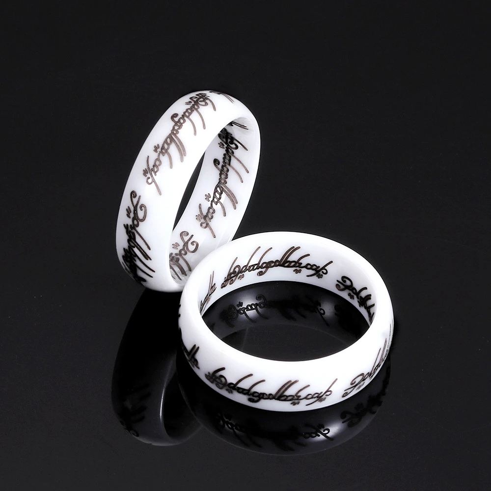 

New fashion retro Islamic religious Muslim ring, Ceramic rings with Arabic letters, unisex