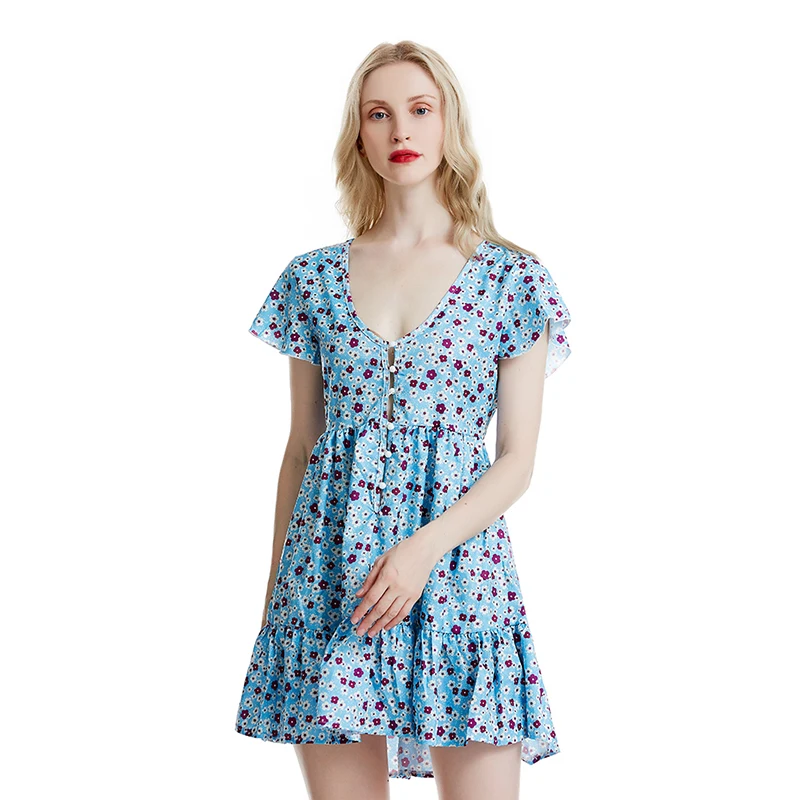 Повседневное женское пляжное платье популярное летнее с цветочным принтом и