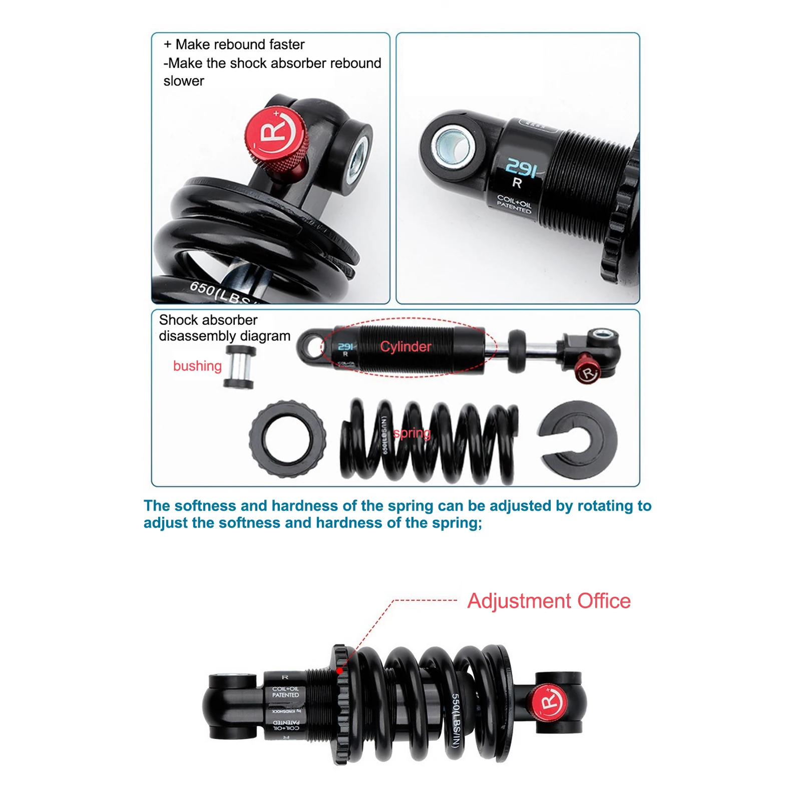 Задний амортизатор для велосипеда подвески пружина прочный горного