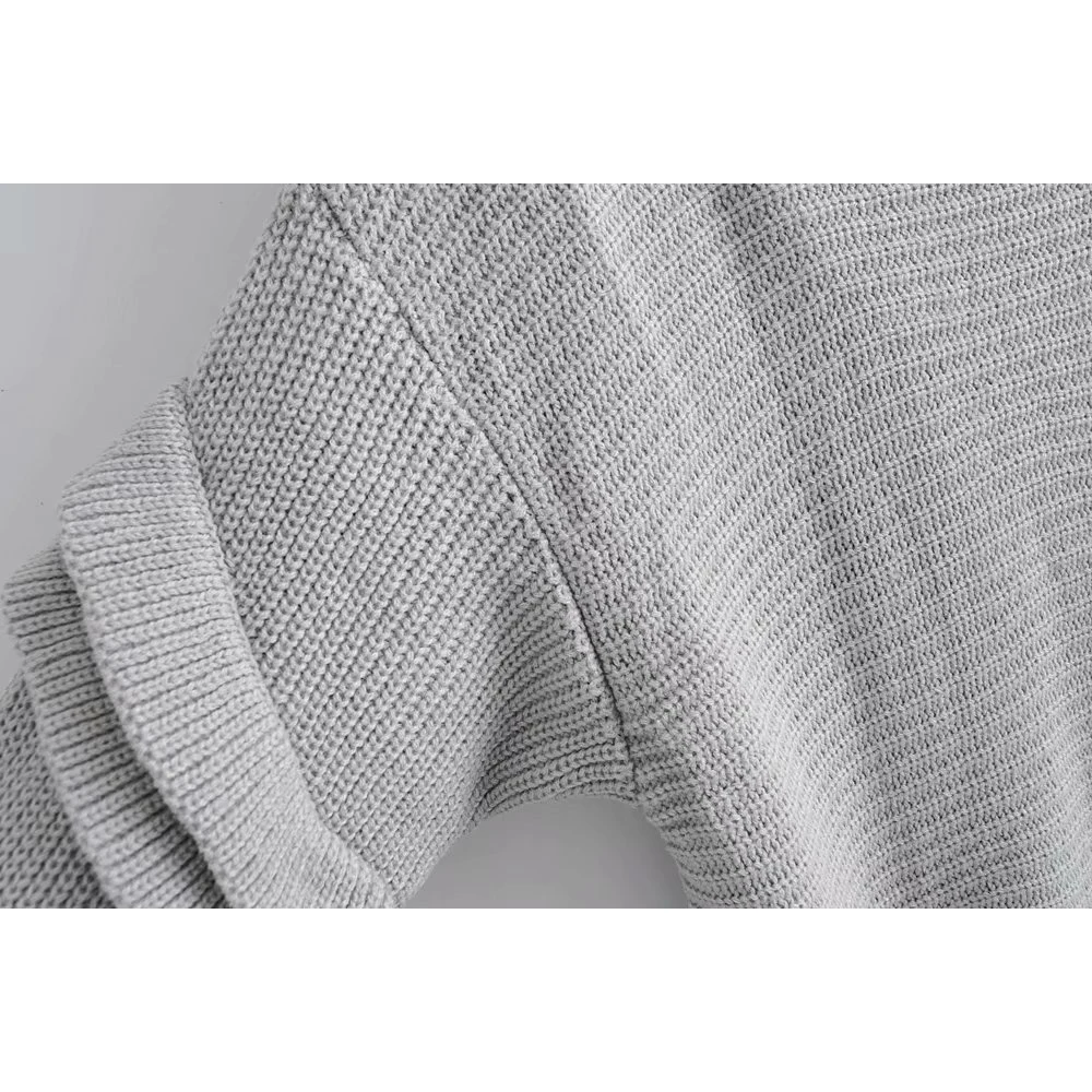 Женский свободный длинный свитер с оборками модный вязаный большого размера