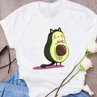 Женская футболка с рисунком авокадо, модная одежда с мультяшными фруктами и кошками, топы с цветочным принтом для девушек, женская футболка