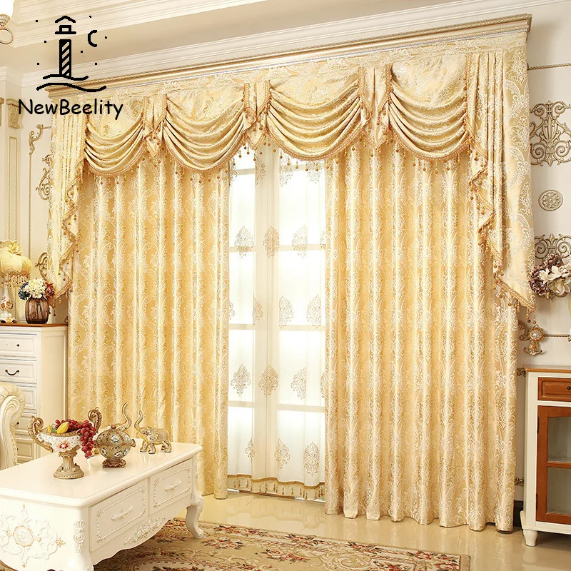 

Европейские Роскошные оконные шторы для гостиной, столовой, спальни, шифрование, стиль Джек, жаккардовый балдахин, золотой, желтый, синий
