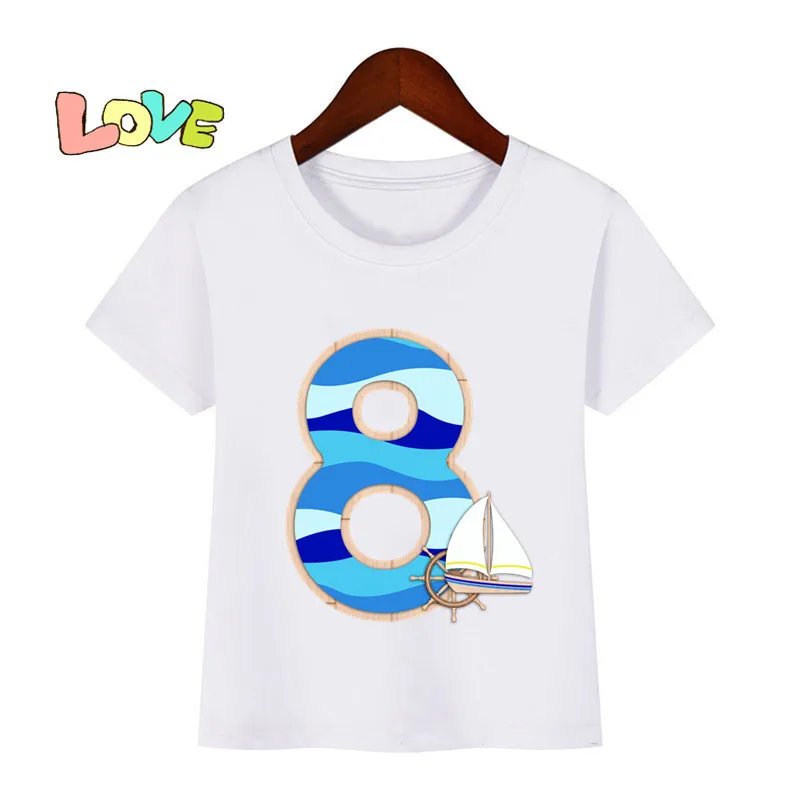 Футболка детская с принтом Лодка крутая тенниска цифрами подарок на день