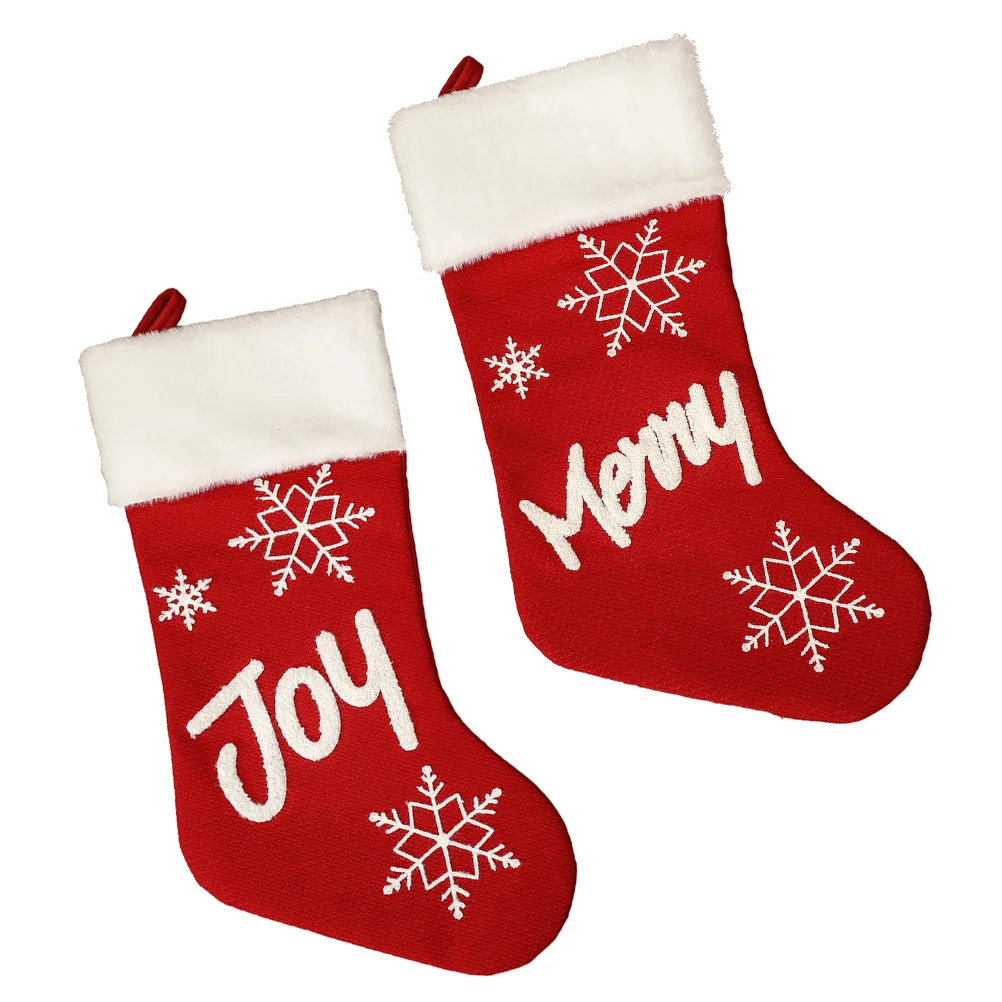 

2Pcs Xmas Style Sock Pendants Xmas Gift Candy Storage Bag Gift Packing Sock