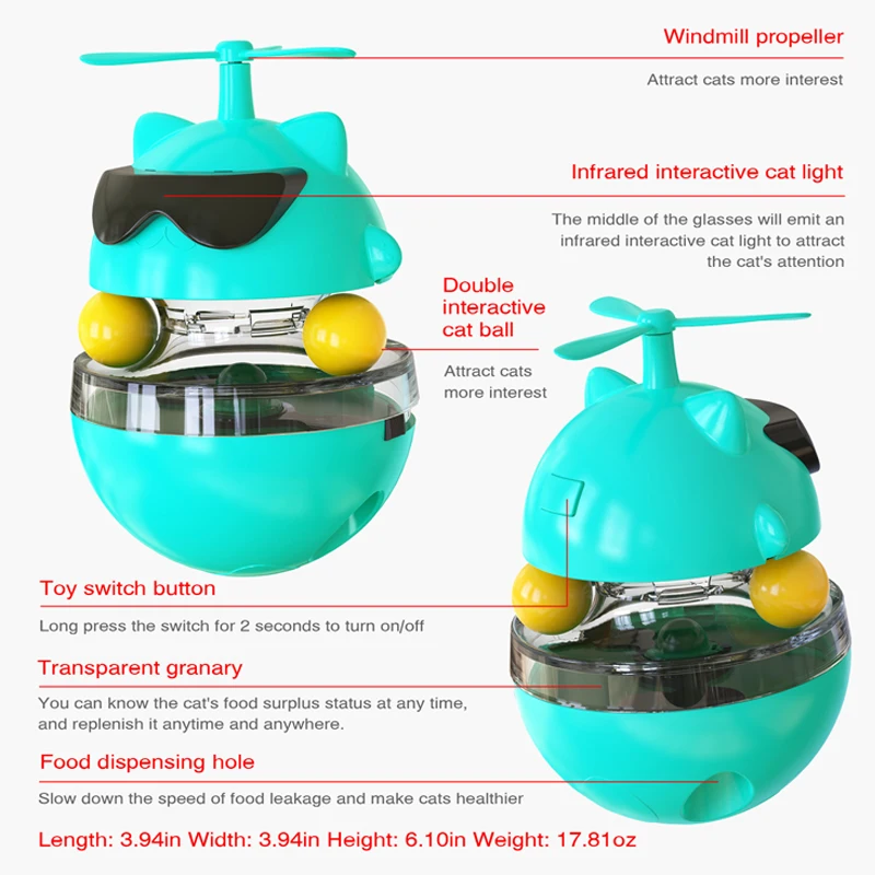 

Cat toy kitten interactive cat chasing pet supplies new product laser tumbler pinwheel leaking ball teasing cat turntable toy