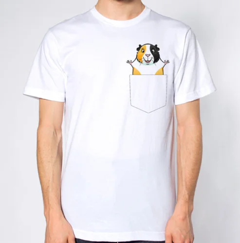 Футболка с изображением морской свинки топ фальшивым карманом крутая