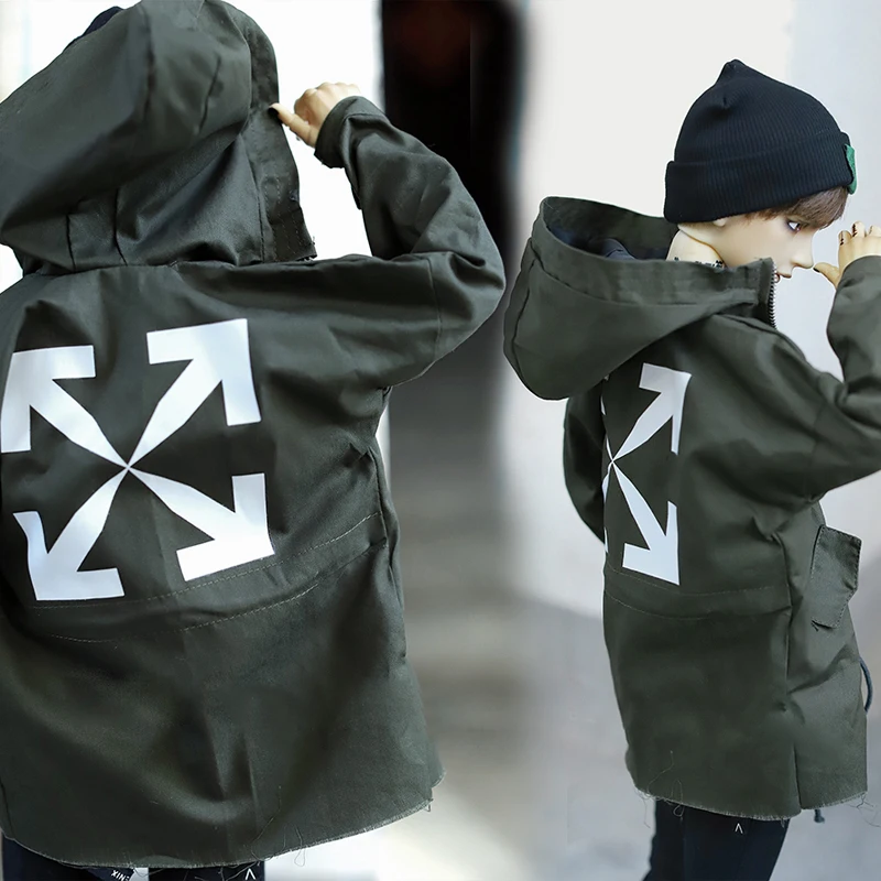 

M1074 children handmade toy 1/6 1/4 1/3 Doll Accessories BJD/SD doll Flower high neck street style drawstring coat 1pcs