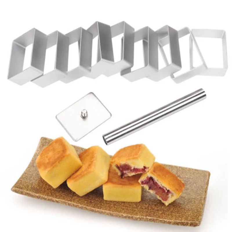 

10pcs Rectangle Pineapple Pie Cake Mold With Stamp Cookie Biscuit Cutter Mould Hand Press Kitchen Baking Accessories