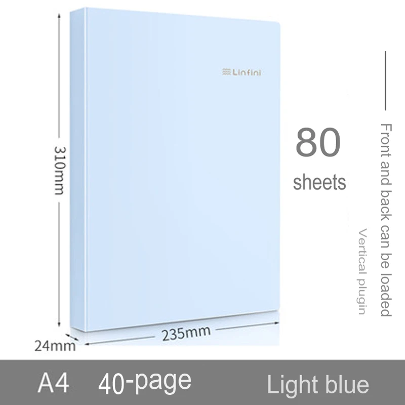 Light blue 40pages Deli A4 Music Folder Can Modify The Transparency and Non-reflection of Loose-leaf Multi-layer Insert Files 72411 - Цвет: Light blue 40pages