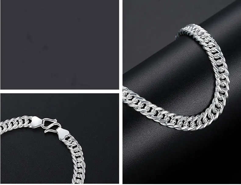 Bracelet men's fashion personality handmade whip chain S990 silver bracelet coarse jewelry wholesale