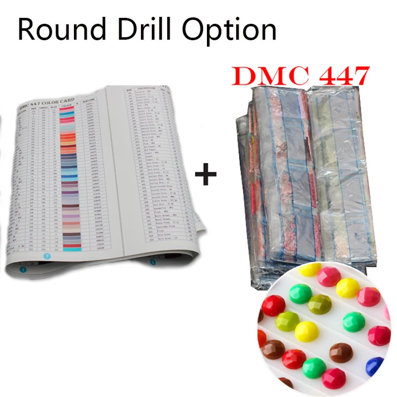 Round drill Алмазная живопись полный спектр 447 DMC Алмазная цветная карта Стразы идентификационная карта квадратная/круглая Алмазная - Цвет: Round drill