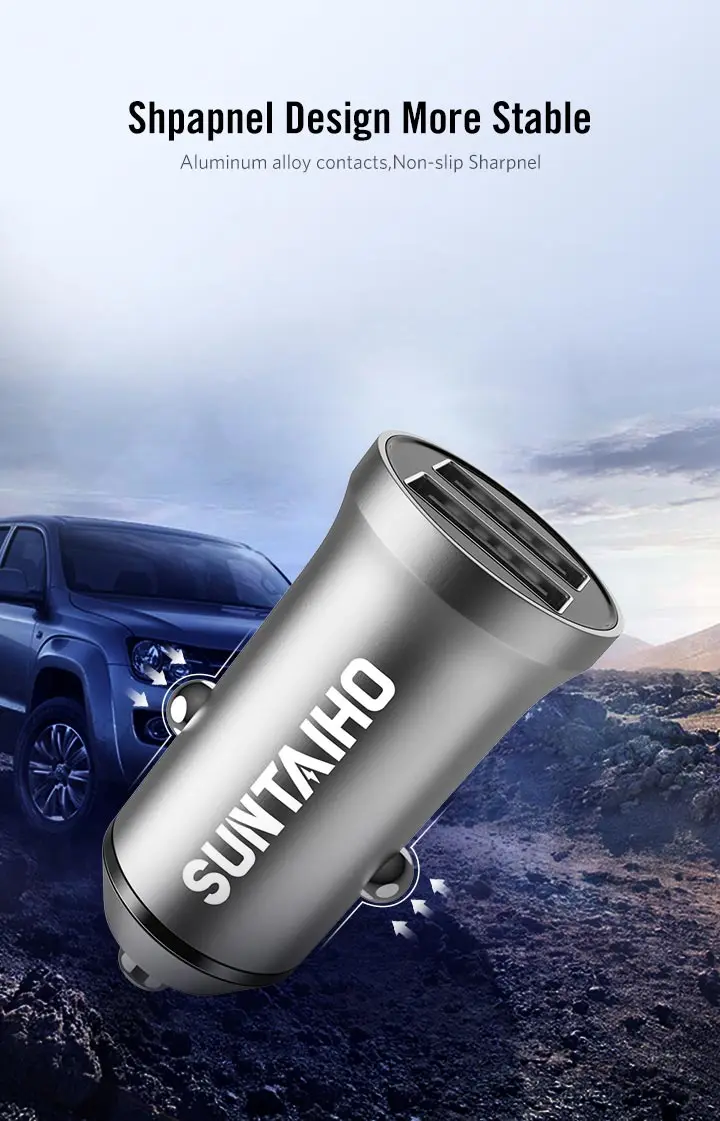 Suntaiho Mini 12-24 в двойной usb порт автомобильное зарядное устройство Быстрая зарядка мобильного телефона автомобильное зарядное устройство для Iphone 7 7 plus SE для samsung S6 S5