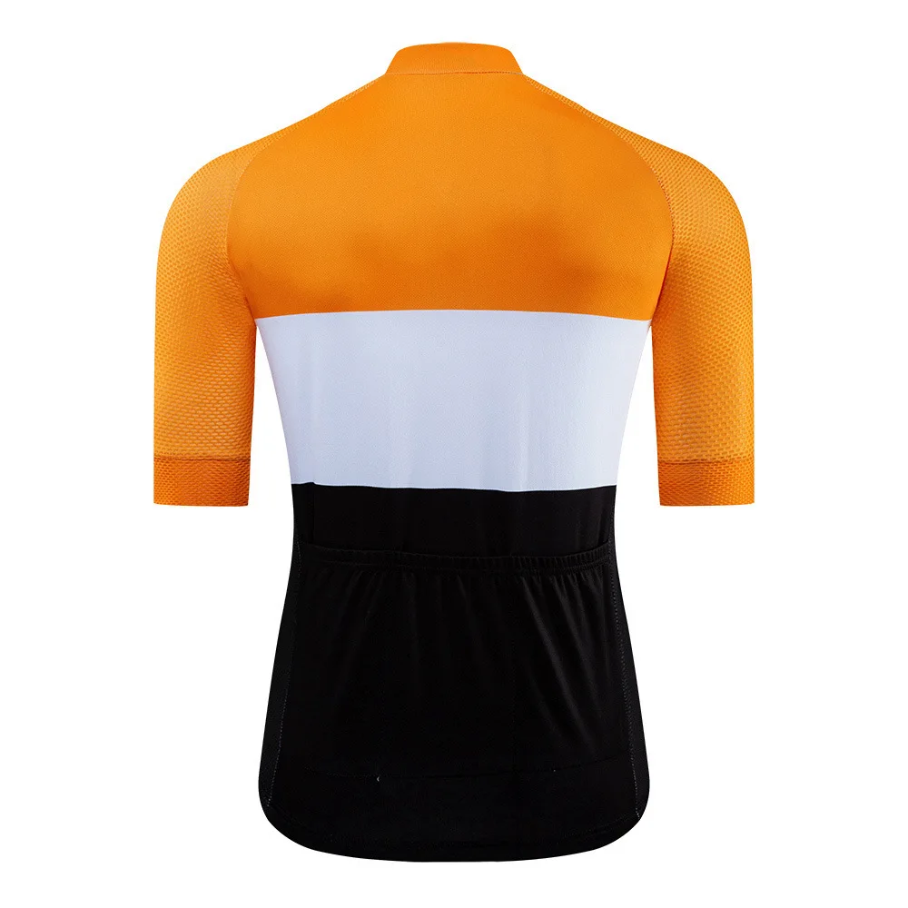 

Orange style short sleeve polyester cycling jersey with long zip