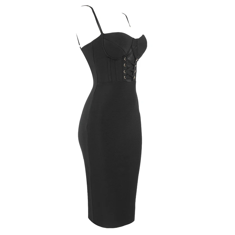 New Arrival Sexy V Neck Blue Bandage Dress Knitted Elastic Bodycon Party Dress