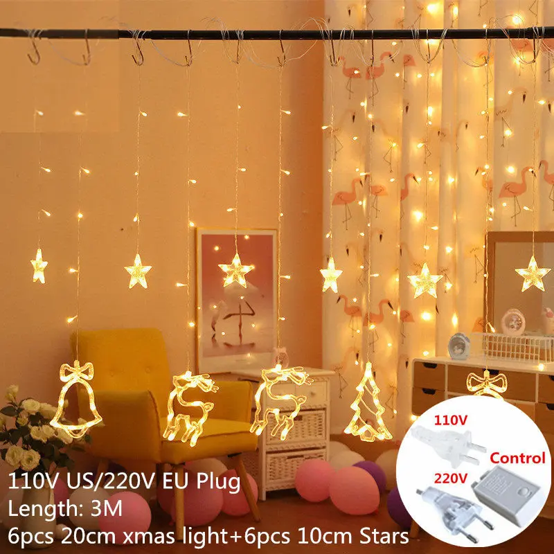 

Christmas Snowflakes LED String Light Curtain Light Christmas Decoration for Home Christmas Ornament New Year 2022 Decor Navidad
